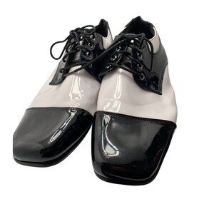 Black & White Mens Patent Leather Lace-Up Dress Shoes Square-Toe Formal Style Si